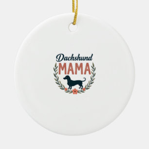 Oude Dachshund Mama Bloemige Hond Liefhebber Vecto Keramisch Ornament
