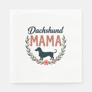 Oude Dachshund Mama Bloemige Hond Liefhebber Vecto Servet