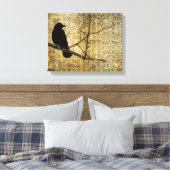 Oude Damask Crow Art Canvas Afdruk (Insitu (Slaapkamer))