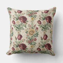 Oude Damast Roos & Tulp Bloemmotief Kunstwerk