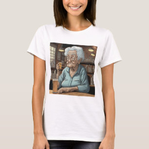Oude Dame Drink een Tap Beer en Shot T-shirt
