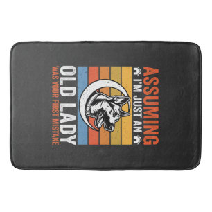 Oude Dame Hond Waarschuwing Retro Badmat