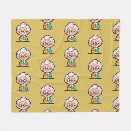 Oude dame met kippendeken fleece deken (Voorkant (Horizontaal))