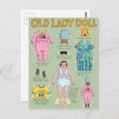 Oude dame papieren pop. briefkaart (Voorkant / Achterkant)