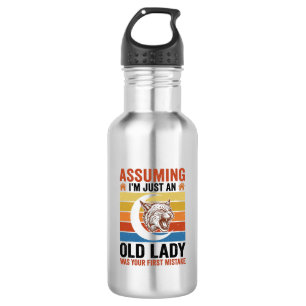 Oude Dame Wildcat Vintage Grappig Shirt Ontwerp_1 Waterfles