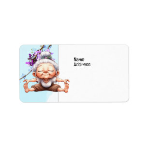 Oude Dame Yoga met Jaranranda Achtergrond Etiket