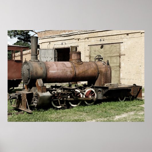 Oude dampstoommachine poster (Voorkant)