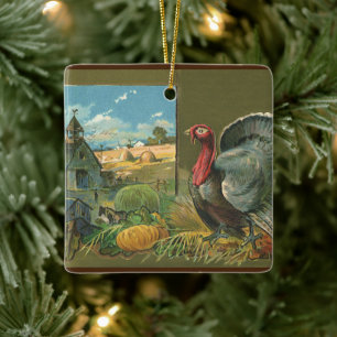 Oude Dankdag, kalkoen op de boerderij Keramisch Ornament