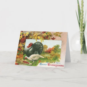 Oude Dankdag, wilde kalkoenen herfstkleuren Feestdagen Kaart