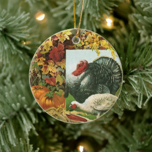 Oude Dankdag, wilde kalkoenen herfstkleuren Keramisch Ornament