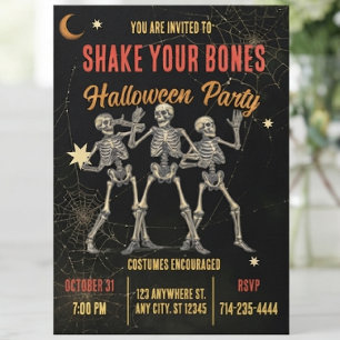 Oude Dansende Skelet Halloween Kaart