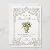 Oude decoratieve Franse Toile bruidsdouche Kaart (Voorkant)