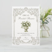 Oude decoratieve Franse Toile bruidsdouche Kaart (Staand voorkant)