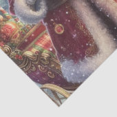 Oude Decoupage Kerstman en Rendieren Tissuepapier (Detail)