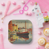 Oude Deense Reisposter Scandinavisch Feest Papieren Bordje (Feest)