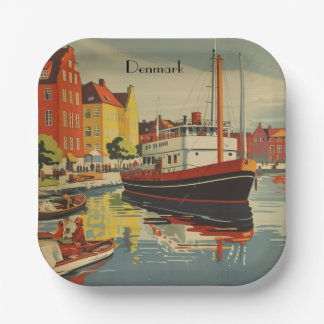 Oude Deense Reisposter Scandinavische Feest Papieren Bordje