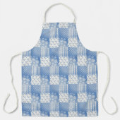 Oude Denim Blauwe Crème Witte Patchwork  Schort (Voorkant)