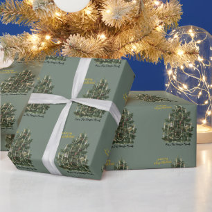 Oude dennenboom groene Kerstmis Cadeaupapier