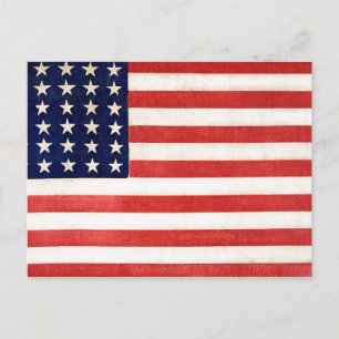 Oude Dertigzestigstervlag Amerikaanse vlag Briefkaart