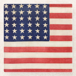 Oude Dertigzestigstervlag Amerikaanse vlag Glazen Onderzetter
