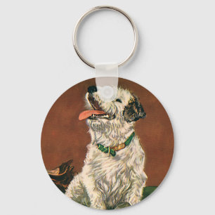 Oude Dieren, Schattige Terrier Puppy die Schoenen Sleutelhanger