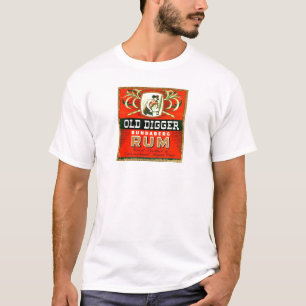 Oude Digger Rum Booze Whiskey Fles Etiket T-shirt