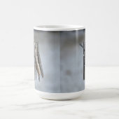 Oude doek pinnen winter is koude en rustige mok (Center)