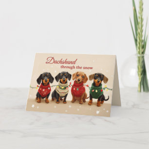 Oude Doel Dachshund Prettig Kerstfeest Feestdagen Kaart