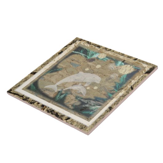 Oude Dolphin Tile Tegeltje (Zijkant)