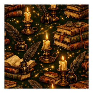 Oude donkere academische magische boeken perfect poster