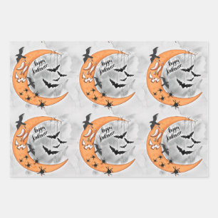Oude donkere gotische flamingo skelet Halloween Inpakpapier Vel