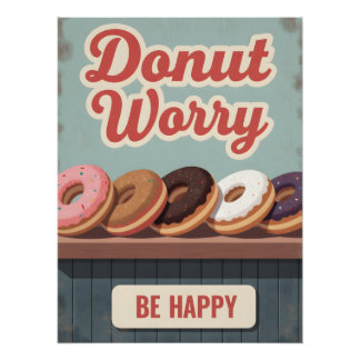 Oude Donut Poster – Retro Dessert Muurkunst Perfect Poster