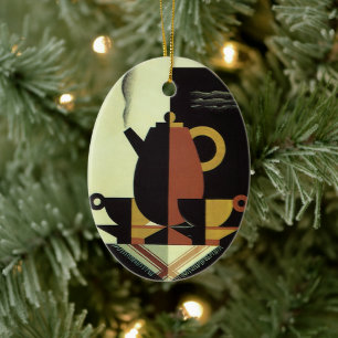 Oude drankjes dranken koffiepot met kopjes keramisch ornament