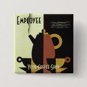 Oude drankjes dranken koffiepot met kopjes vierkante button 5,1 cm