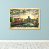 Oude Dublin Reisposter Canvas Afdruk (Insitu (Houten vloer))