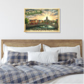 Oude Dublin Reisposter Canvas Afdruk (Insitu (Slaapkamer))