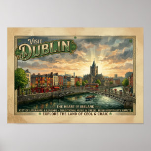 Oude Dublin Reisposter Poster