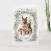 Oude Duitse Herdershond Kerst Feestdagen Kaart (Voorkant)