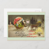 Oude Duitse Nieuwjaarselfen Paddenstoel Ansichtkaa Feestdagenkaart (Voorkant / Achterkant)