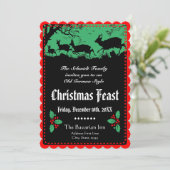 Oude Duitse Stijl Kerstmis Partij of Banket Kaart (Staand voorkant)