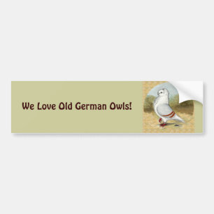 Oude Duitse uil duif in de ronde Bumpersticker