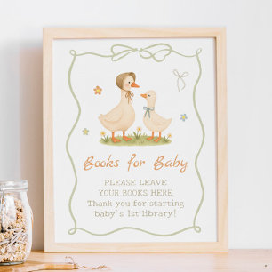 Oude dwaze gans baby shower boeken voor baby poster