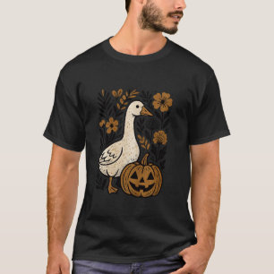 Oude Dwaze Gans Pompoenveld Boho Bloemige Herfst T-shirt