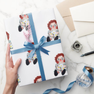 oude dweilpop met daisy bouquet cadeaupapier