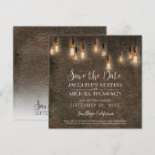 Oude Edison-verlichtingsbakstenen industriële opsl Save The Date (Voorkant / Achterkant)