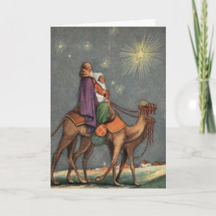 Oude Eerste Kerstmis Reizen naar Bethlehem Feestdagen Kaart