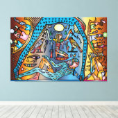 Oude Egypte Art God Geb steunt Nut in de hemel Canvas Afdruk (Insitu (Houten vloer))