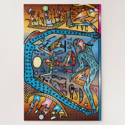 Oude Egypte Art God Geb steunt Nut in de hemel Legpuzzel (Verticaal)