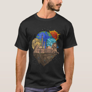 Oude Egypte Egyptische Sphinx planeten buitenruimt T-shirt