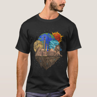 Oude Egypte Egyptische Sphinx planeten buitenruimt T-shirt